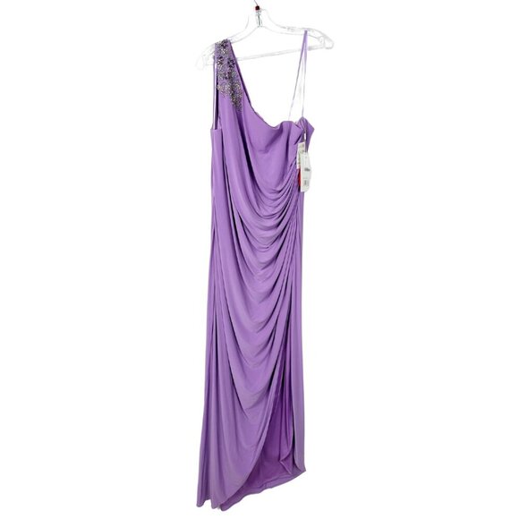 NWT Mac Duggal Beaded One Shoulder Draped Gown Violet 16W #7823 - Picture 3 of 8